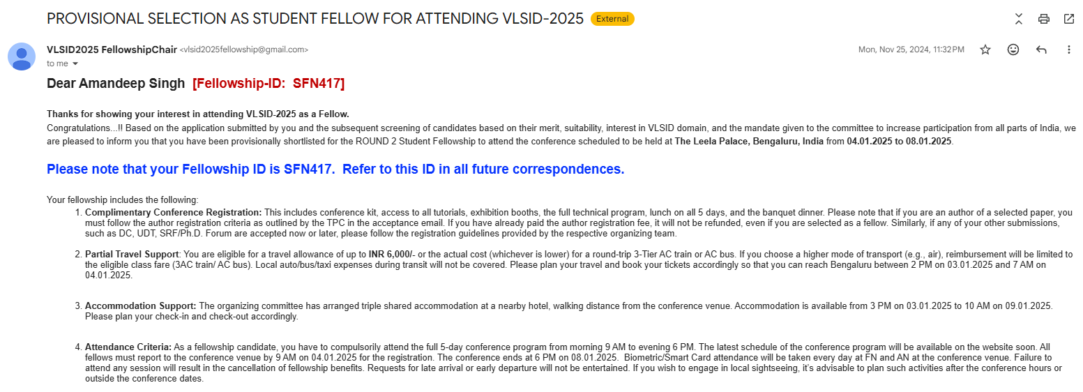 VLSID 2025 Fellowship
